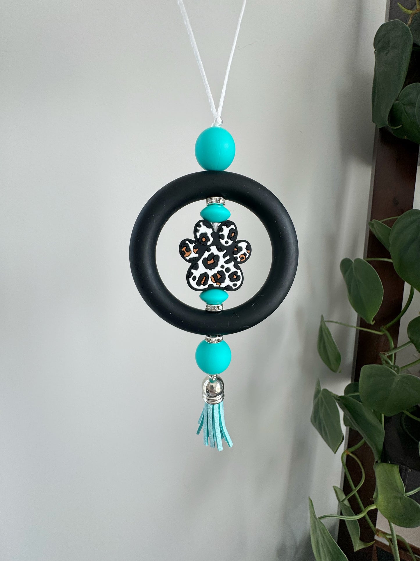 Furry Friend Black + Teal Car Charm