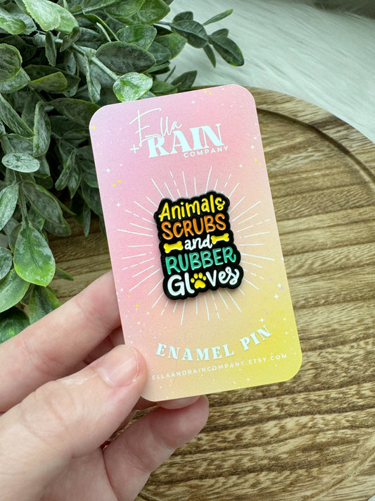 Animals, Scrubs and Rubber Gloves Enamel Pin