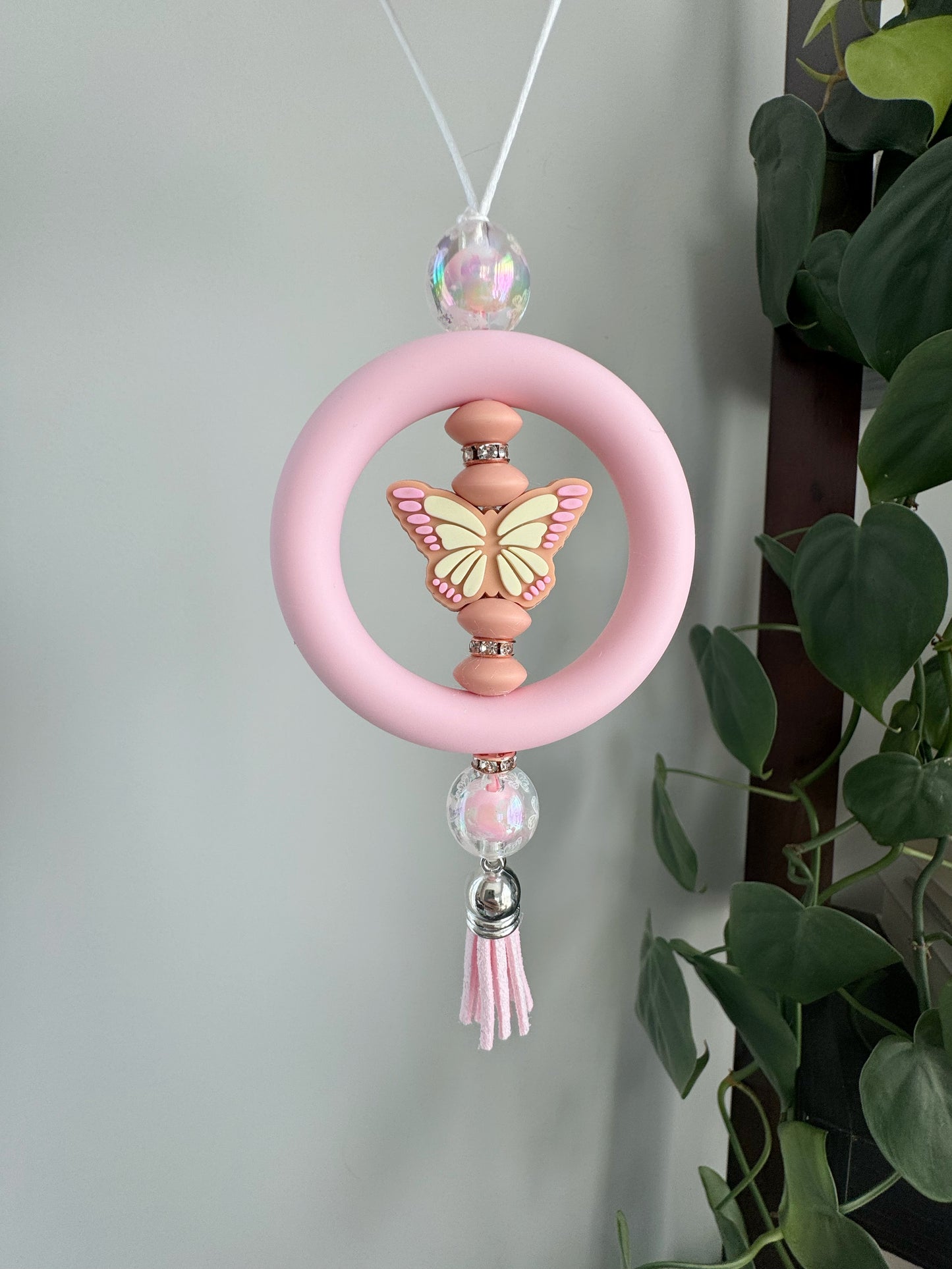 Blissful Butterfly Pink Car Charm