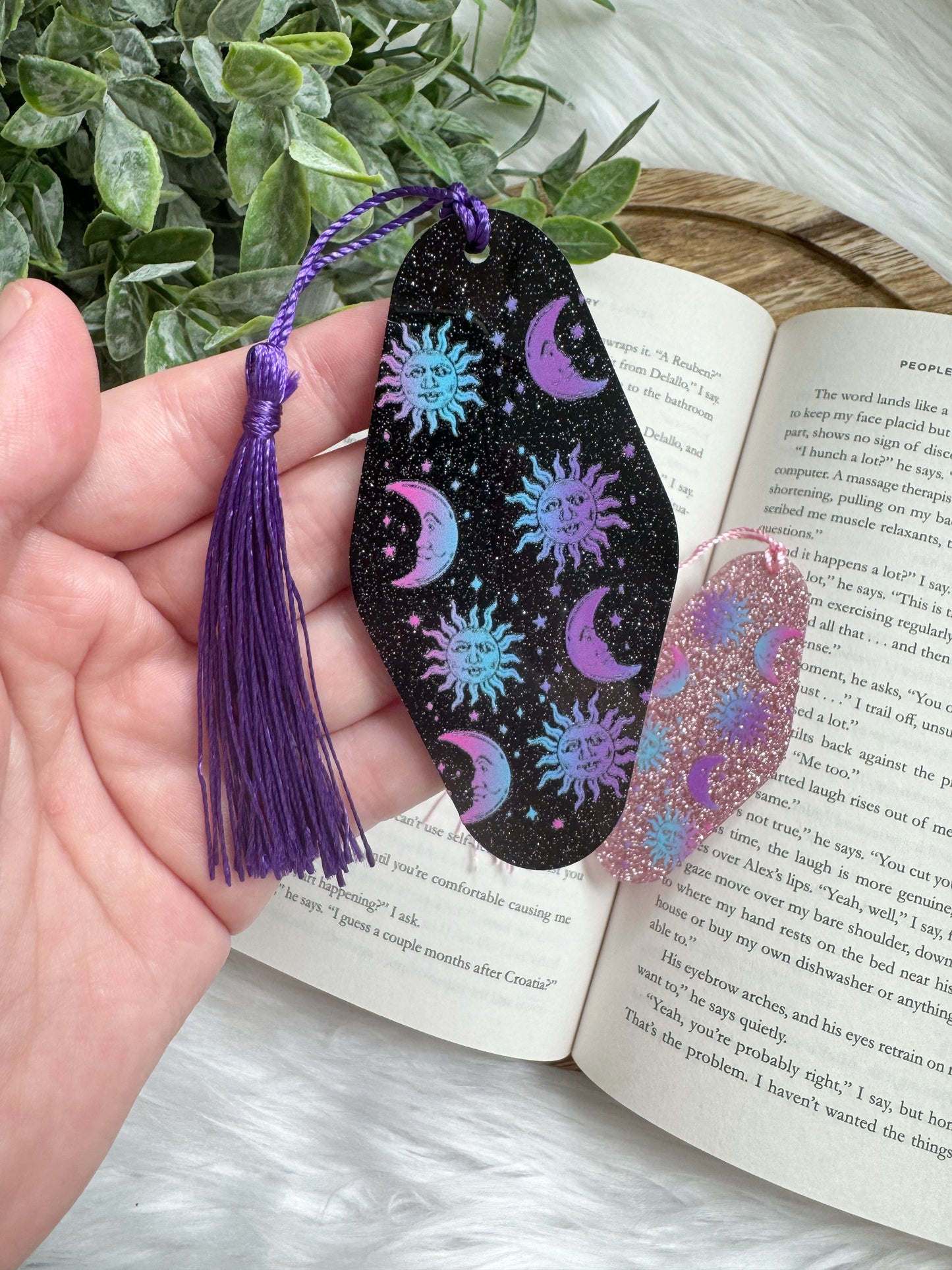 Glittery Sun + Moon Acrylic Motel Bookmark