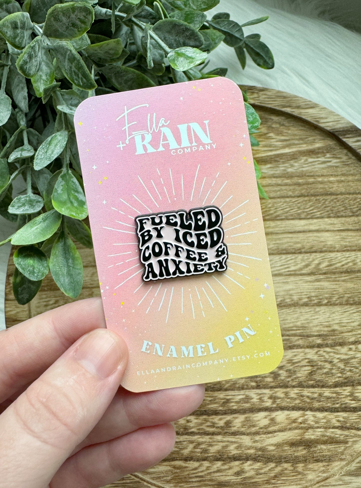 Fueled By Iced Coffee & Anxiety Enamel Pin | Coffee Collection