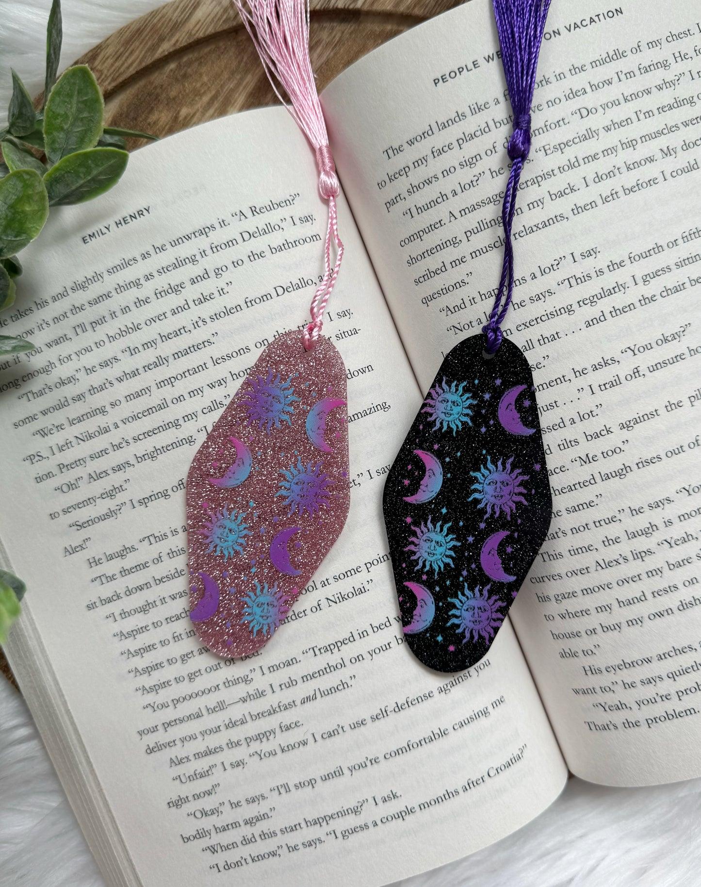 Glittery Sun + Moon Acrylic Motel Bookmark