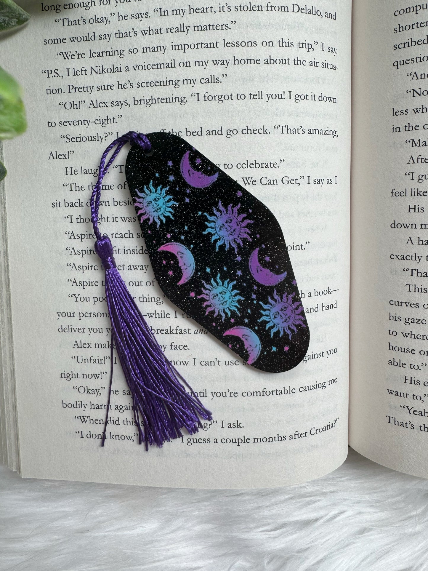 Glittery Sun + Moon Acrylic Motel Bookmark