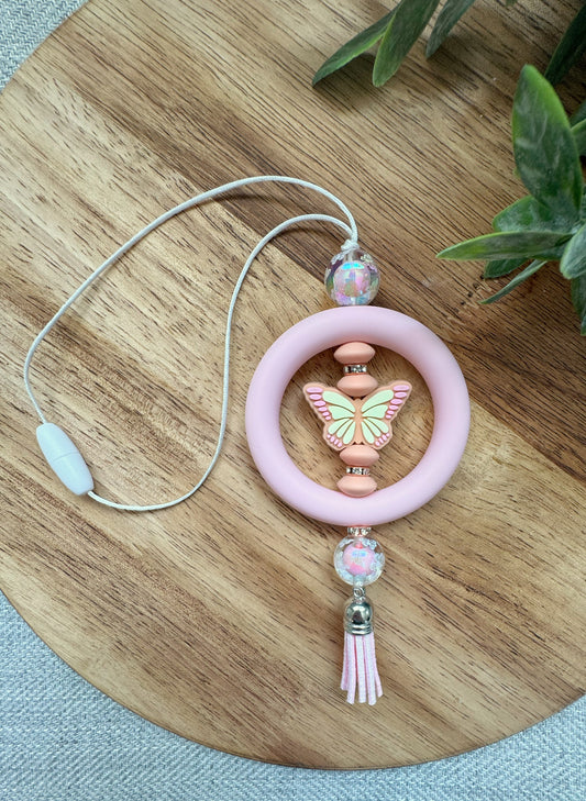 Blissful Butterfly Pink Car Charm