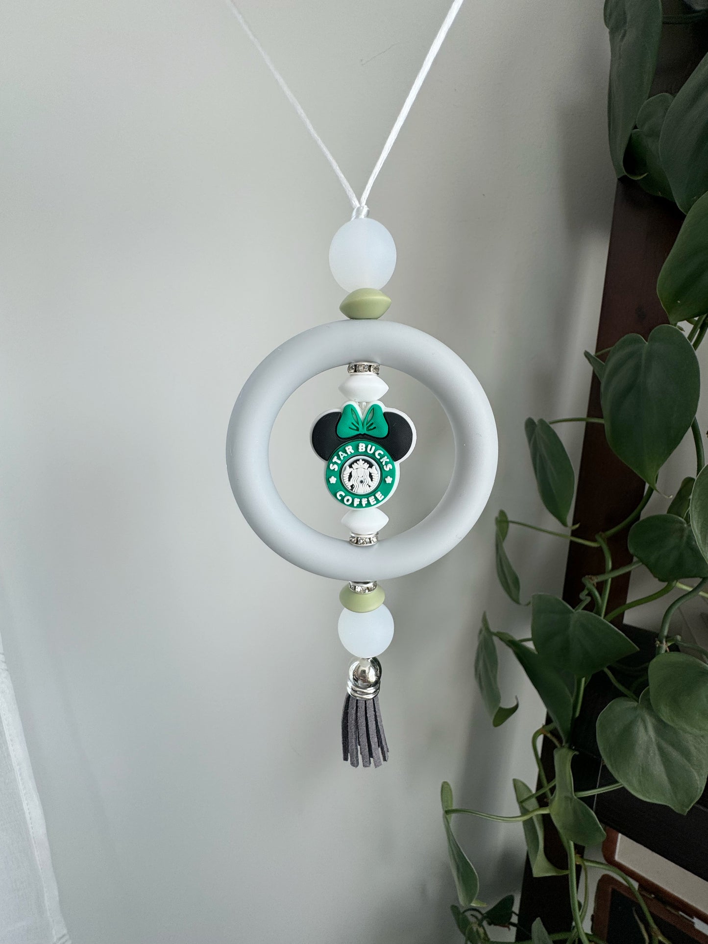 Starbies Mouse Grey + Sage Car Charm