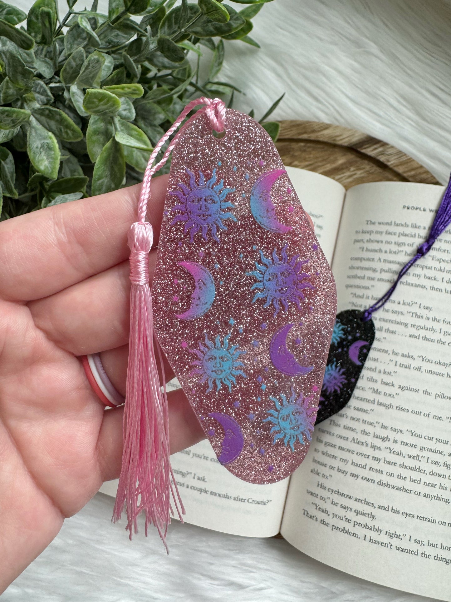 Glittery Sun + Moon Acrylic Motel Bookmark