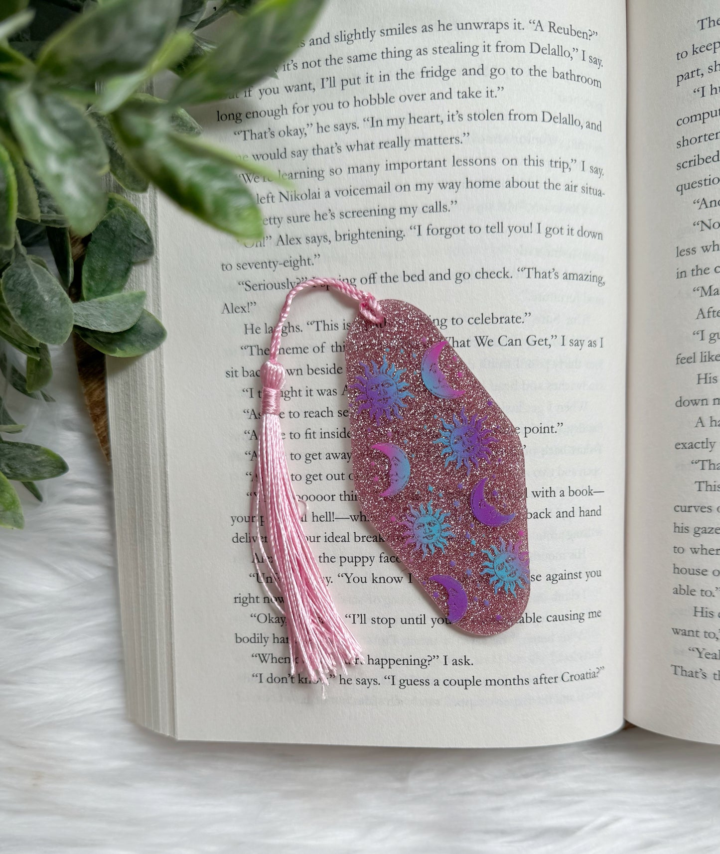 Glittery Sun + Moon Acrylic Motel Bookmark