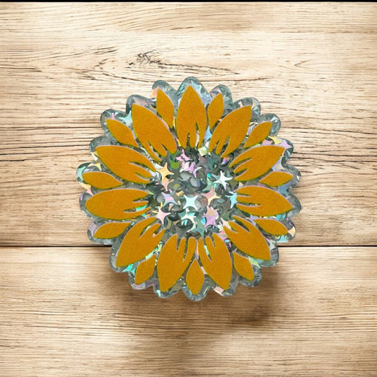 Yellow Holographic Stars Sunflower