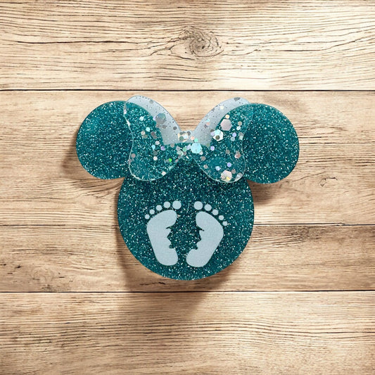 L & D Teal Mouse With Baby Feet