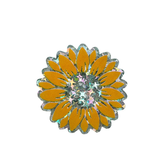 Yellow Holographic Stars Sunflower