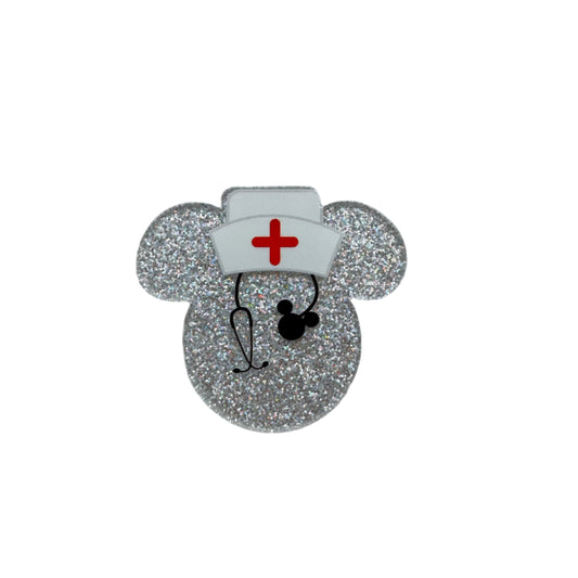 Silver Nurse with Stethoscope Mouse